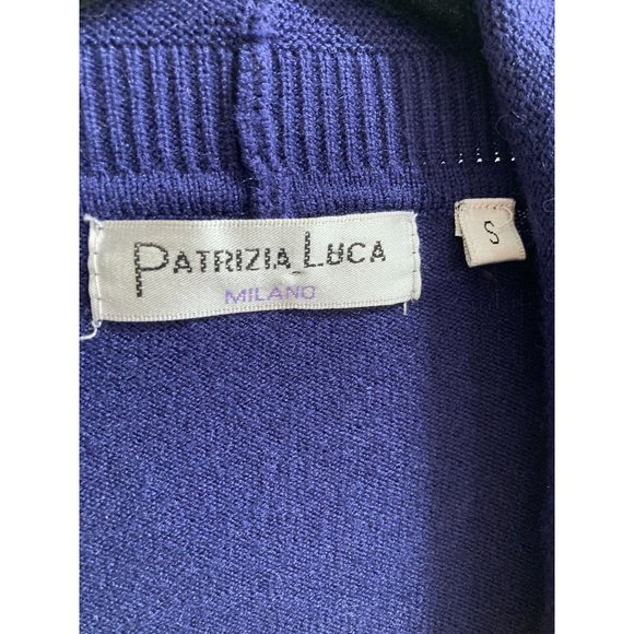 Patrizia Luca Milano Navy Open Front Cardigan Sweater Flowy Pleated Nylon Back - Picture 5 of 7